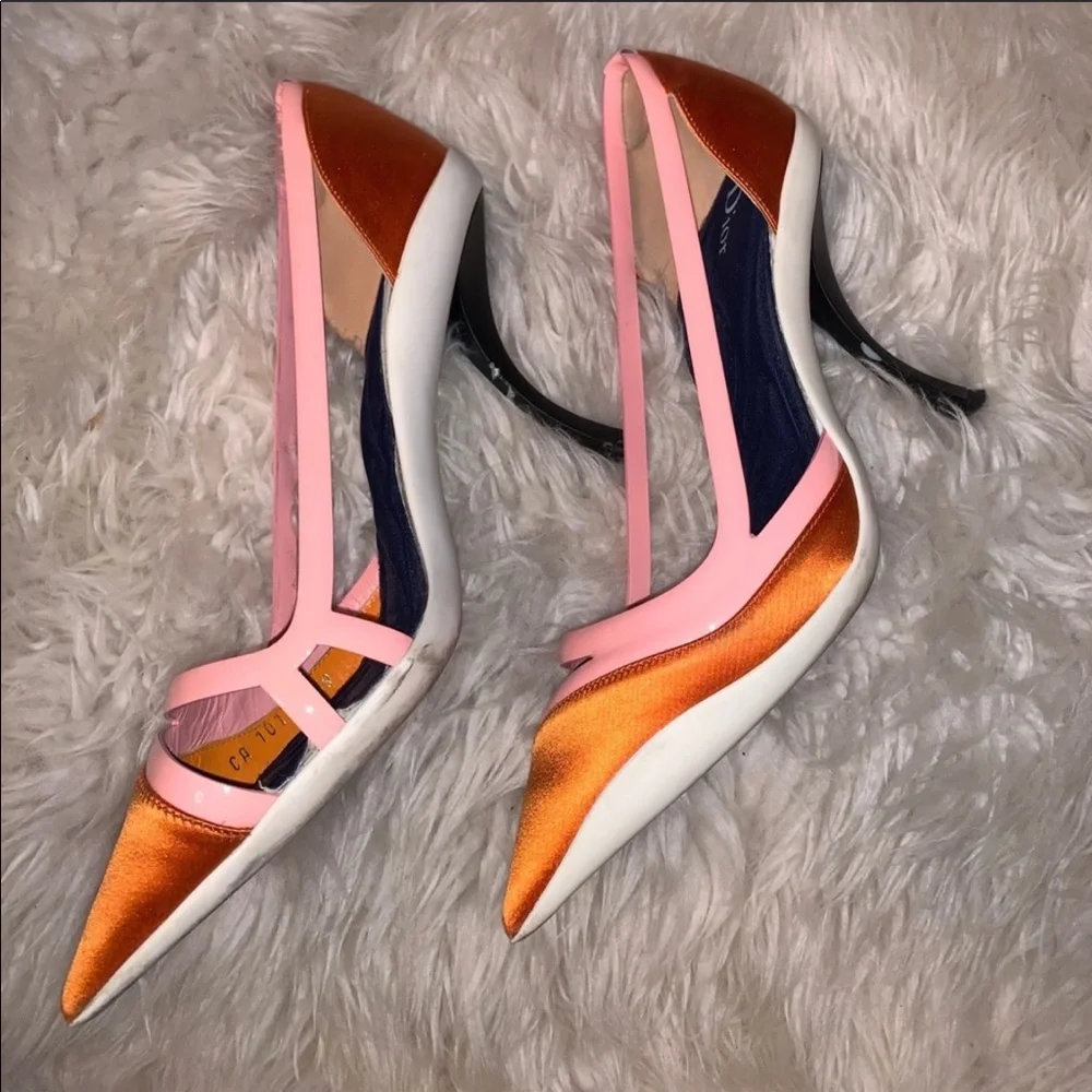 Dior Heels.  Vintage Pink and Orange Dior Heels - Picture 5 of 10